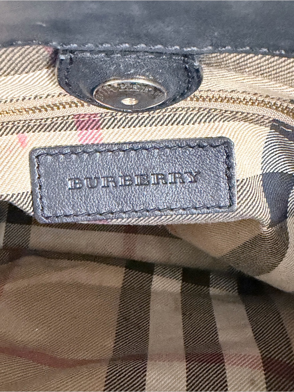 BURBERRY Banner Large Black Leather House Check Tote Bag - Picture 7 of 10